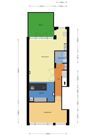 Floorplan - Schieweg 110B, 3038 BC Rotterdam